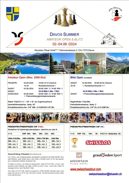 DAVOS SUMMER AMATEUR FESTIVAL, 02-04.08 /2024 - Swiss CHess Tour