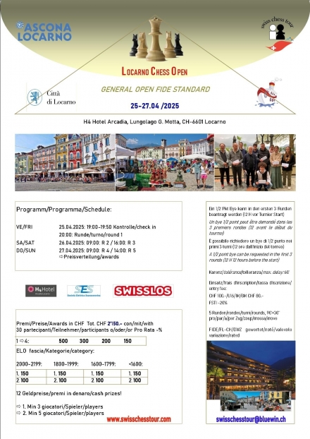 10. LOCARNO WEEKEND OPEN, 25-27.04.2025 - Swiss CHess Tour