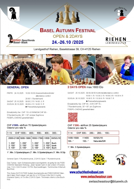 BASEL AUTUMN FESTIVAL, 24-26.10 /2025 - Swiss CHess Tour