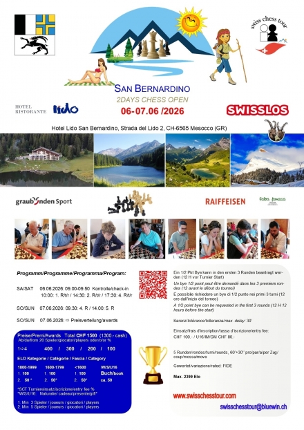 SAN BERNARDINO 2DAYS OPEN, 06-07.06 /2026 - Swiss CHess Tour
