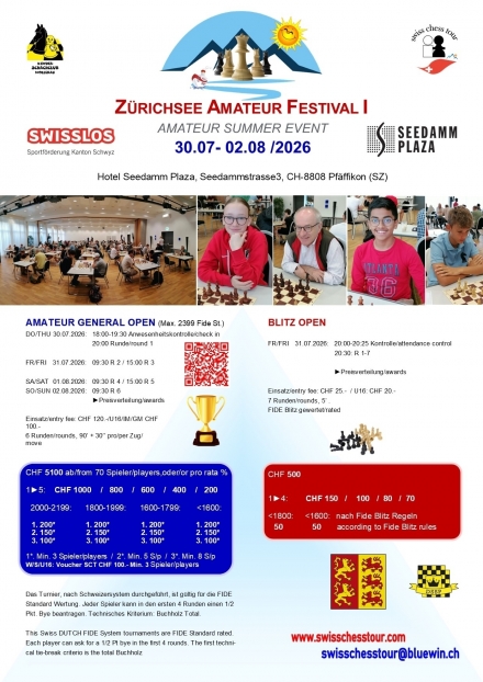 ZÜRICHSee FESTIVAL, 30.07-02.08.2026 - Swiss CHess Tour