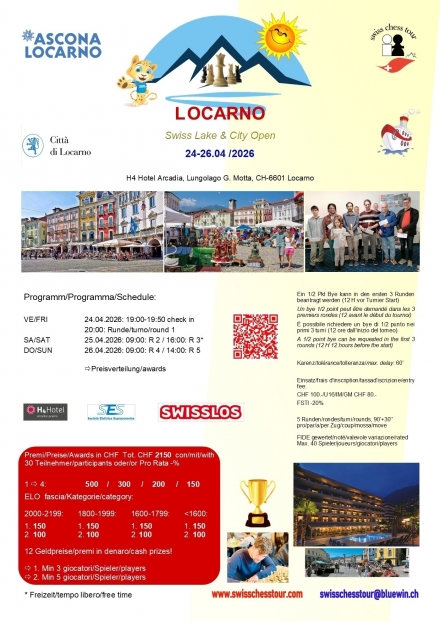 11. LOCARNO WEEKEND OPEN, 24-26.04.2026 - Swiss CHess Tour