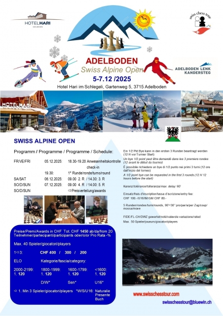 ADELBODEN OPEN, 5-7.12 /2025 - Swiss CHess Tour
