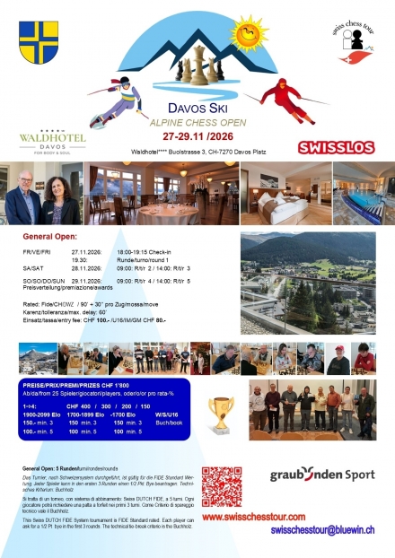 DAVOS SKI OPEN, 27-29.11.2026 - Swiss CHess Tour