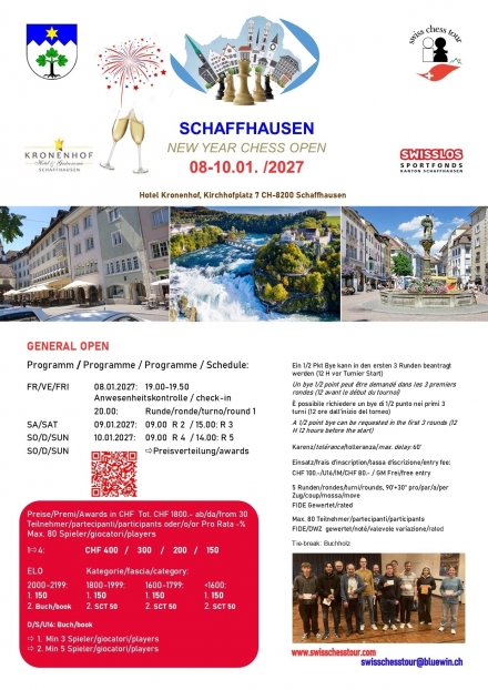 SCHAFFHAUSEN NEW YEAR OPEN, 08-10.01.2027 - Swiss CHess Tour