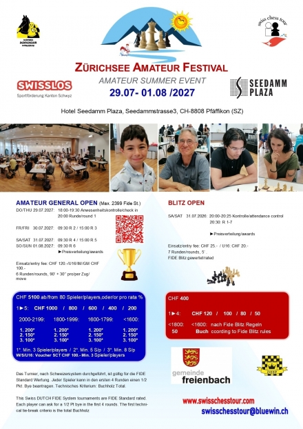 ZÜRICHSee FESTIVAL, 29.07-01.08.2027 - Swiss CHess Tour